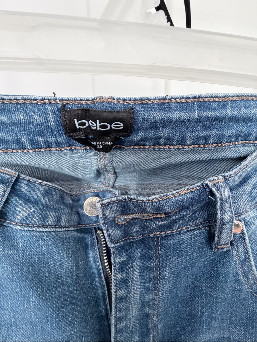 bebe Medium Blue Denim Jeans with Front Zipper